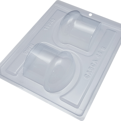 Embalagem plástica transparente com duas cavidades circulares elevadas