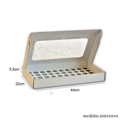 Caixa branca retangular com tampa transparente e orifícios redondos na base