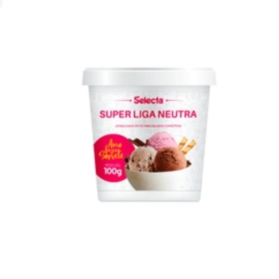 Embalagem branca de gelado Selecta com texto e imagem de bolas de gelado