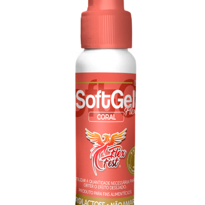 Frasco de SoftGel Flex Coral vermelho com tampa cor-de-coral