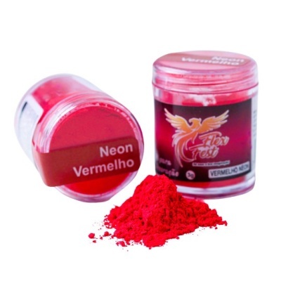 Frascos com pigmento em pó vermelho neon Flex Fest