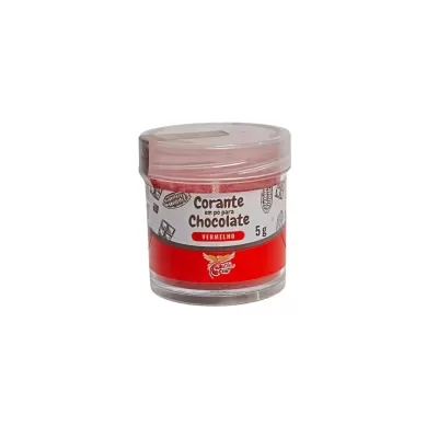 Frasco pequeno de corante em pó vermelho para chocolate