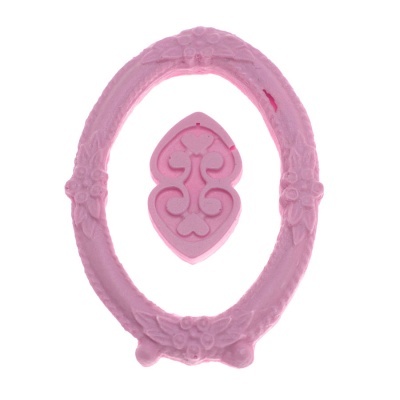 Moldes de silicone cor-de-rosa com padrão decorativo oval