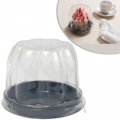 tampa transparente para bolo pequeno com base preta