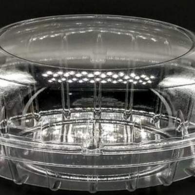 Embalagem plástica transparente redonda com tampa tipo domo