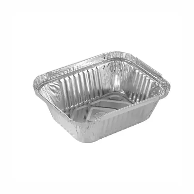 Recipiente quadrado descartável de alumínio prateado