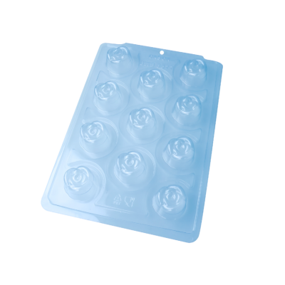 Moldes plásticos transparentes com formato de rosa para doces