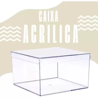 Caixa quadrada transparente de acrílico com tampa