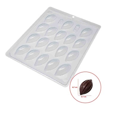 Forma de plástico para chocolates formato folhas com chocolate exemplar
