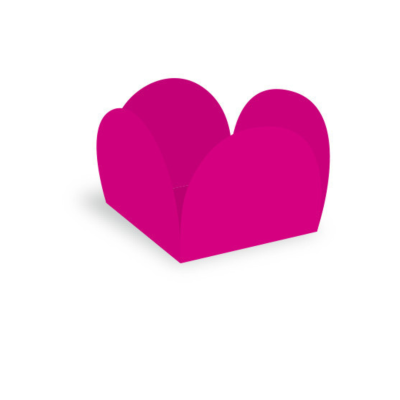 Caixa de papel rosa com bordas onduladas