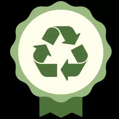 Símbolo de reciclagem em medalha verde e branca