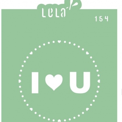 Embalagem verde com texto branco dizendo 'LELA 154 I ♥ U'