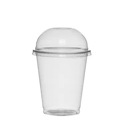 Copo descartável transparente com tampa côncava