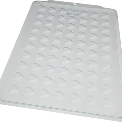 Tabuleiro plástico branco com cavidades em forma de coração