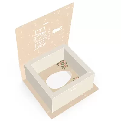 Caixa de embrulho para ovos de Páscoa com decoração floral e texto impresso