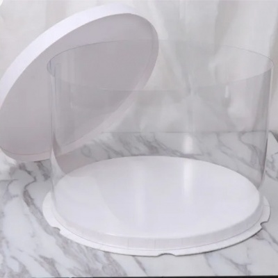 Capuz cilíndrico transparente com base e tampa brancas