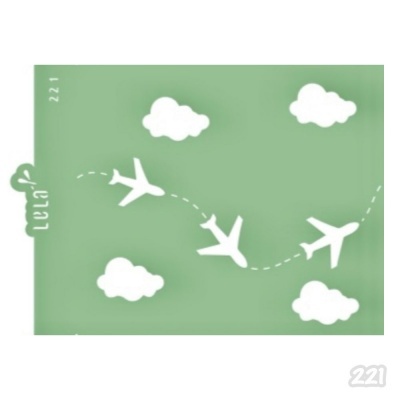 Capa verde com aviões e nuvens brancas e texto 'Lela 221'