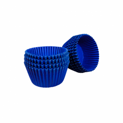 Formas para cupcakes azuis em papel plissado