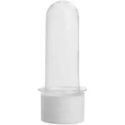 Recipiente cilíndrico transparente com tampa branca opaca