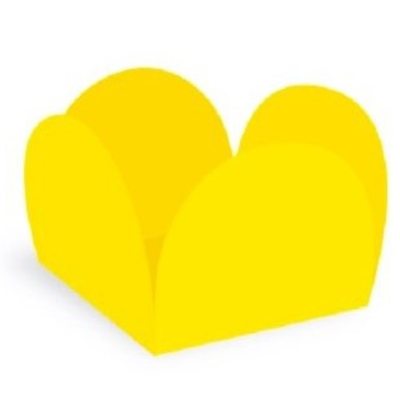 Saco amarelo de papel com bordas arredondadas em fundo branco