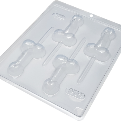 Moldes de plástico transparentes para doces em forma de pênis com hastes para pirulitos