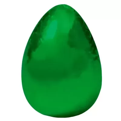 Ovo decorativo verde metálico brilhante num fundo branco