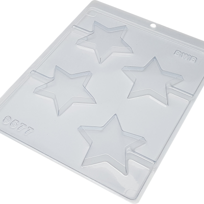 Molde transparente em plástico rígido com quatro estrelas