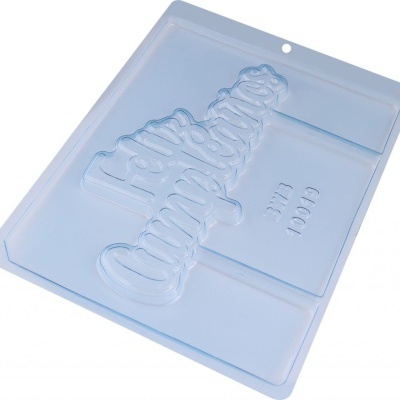 Forma de chocolate com texto em relevo