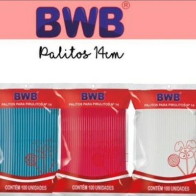 Pacotes de palitos para pirulitos BWB 14 cm em azul, vermelho e branco