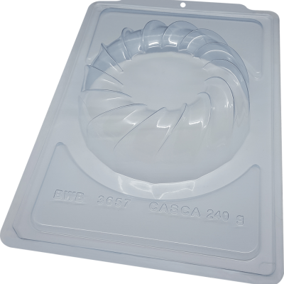 Embalagem plástica transparente com relevo e texto em relevo