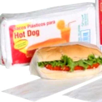 Pacote de sacos plásticos para Hot Dog e hot dog com alface e ketchup