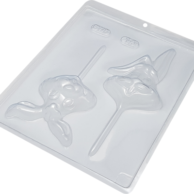 Moldes de plástico transparentes para pirulitos com duas formas diferentes