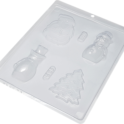 Molde transparente de plástico para chocolate com formas natalinas