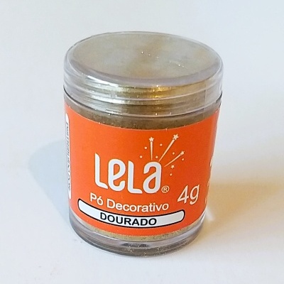 Frasco plástico com pó decorativo dourado Lela 4g