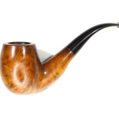 Piteira de cachimbo em madeira castanha polida com bocal preto curvado