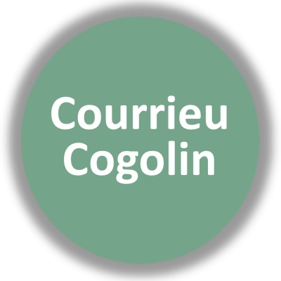 círculo verde com texto branco Courrieu Cogolin