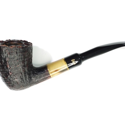 Cachimbo de tabaco castanho escuro com bocal preto e anel dourado