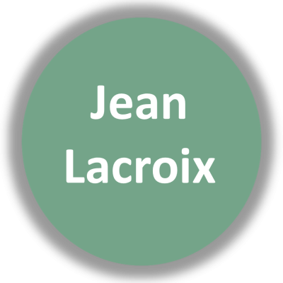 Fundo circular verde com texto branco 'Jean Lacroix'