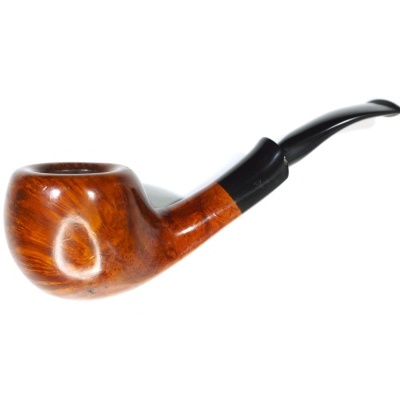 Cachimbo de fumar de madeira polida castanha com bocal preto curvo