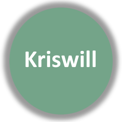 Círculo verde com texto branco Kriswill