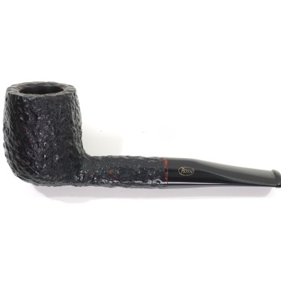 Cachimbo de fumar preto com textura rugosa e logotipo Rossi no bocal