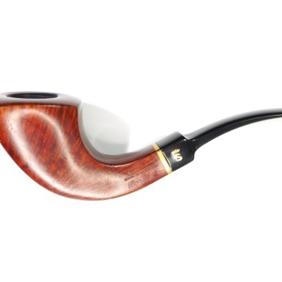 Cachimbo de madeira polido castanho e preto com bocal curvo