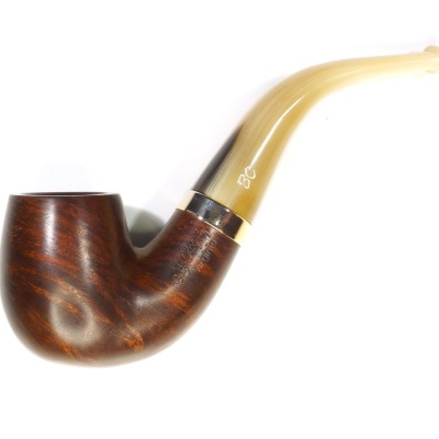 Cachimbo clássico madeira castanha com boquilha bege pendente branco