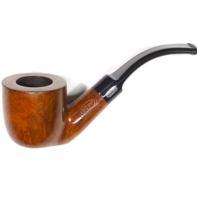 Cachimbo de madeira castanha com boquilha preta curva