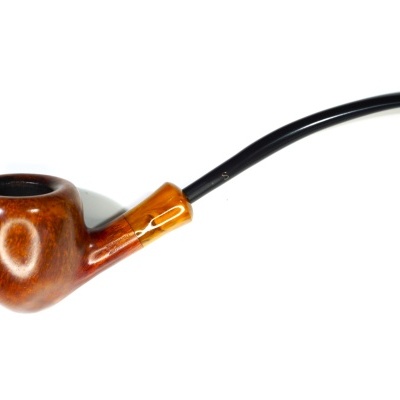 Cachimbo clássico em madeira castanha com haste preta