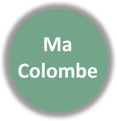 Círculo verde com texto branco Ma Colombe no centro