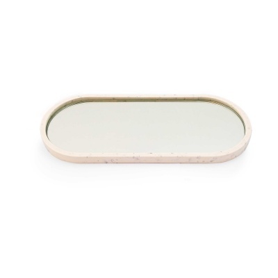 Espelho oval com moldura branca