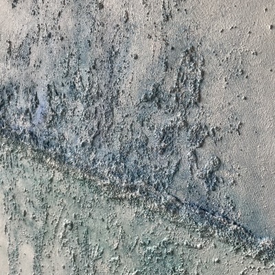 Tela de pintura abstrata cinza e azul com textura