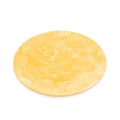 Prato redondo amarelo marmoreado