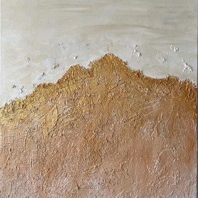 Tela texturizada com cores creme, dourado e castanho e relevo